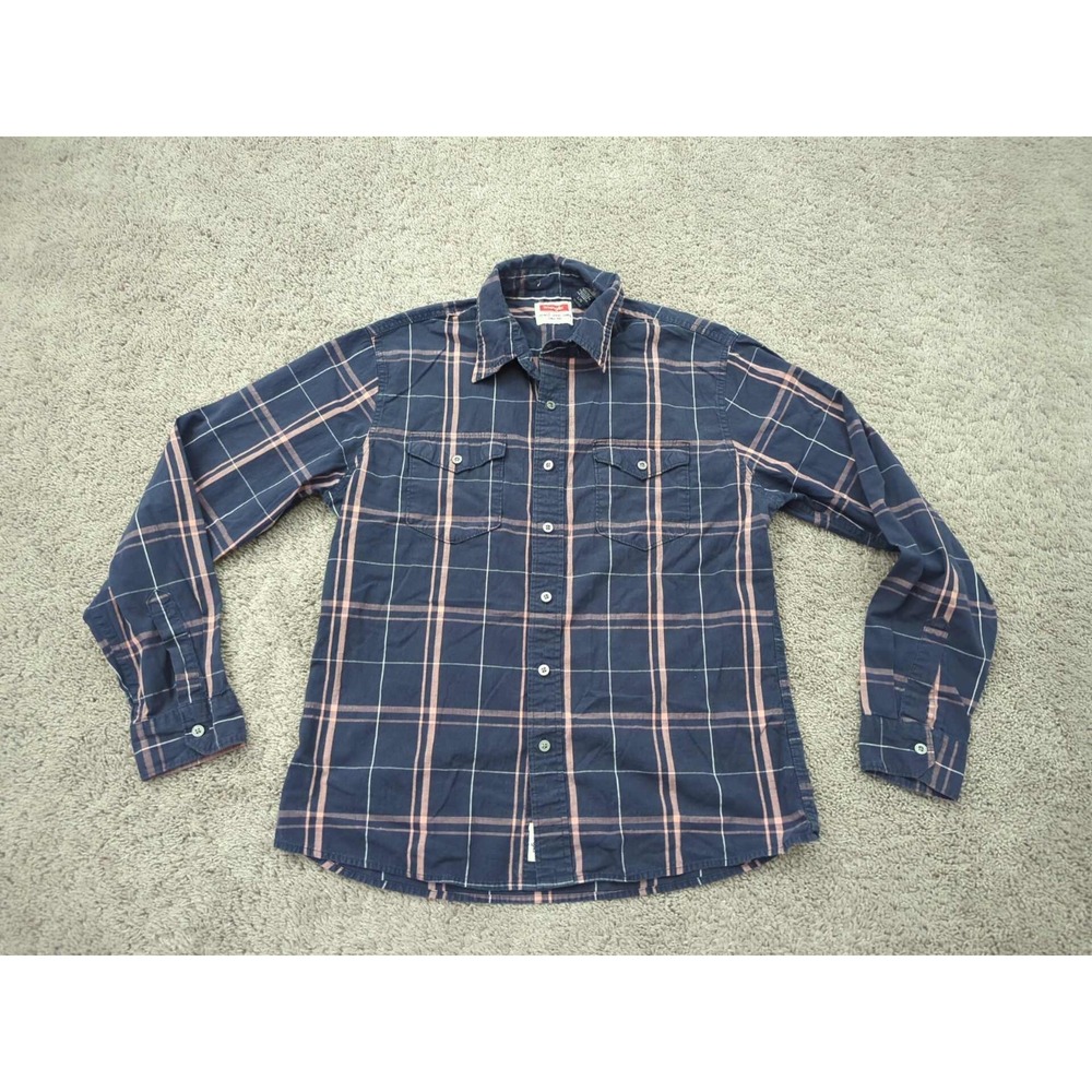 Wrangler Button‎ Up Shirt Mens Large Plaid Long Sleeve Chest Pockets Casual